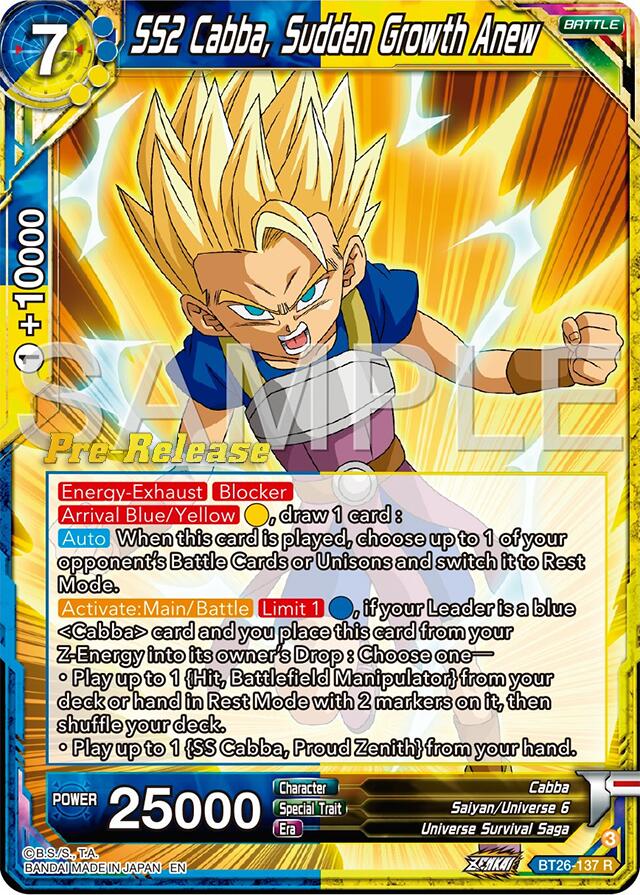 SS2 Cabba, Sudden Growth Anew (BT26-137) [Ultimate Advent Prerelease Promos] | Nerdhalla Games