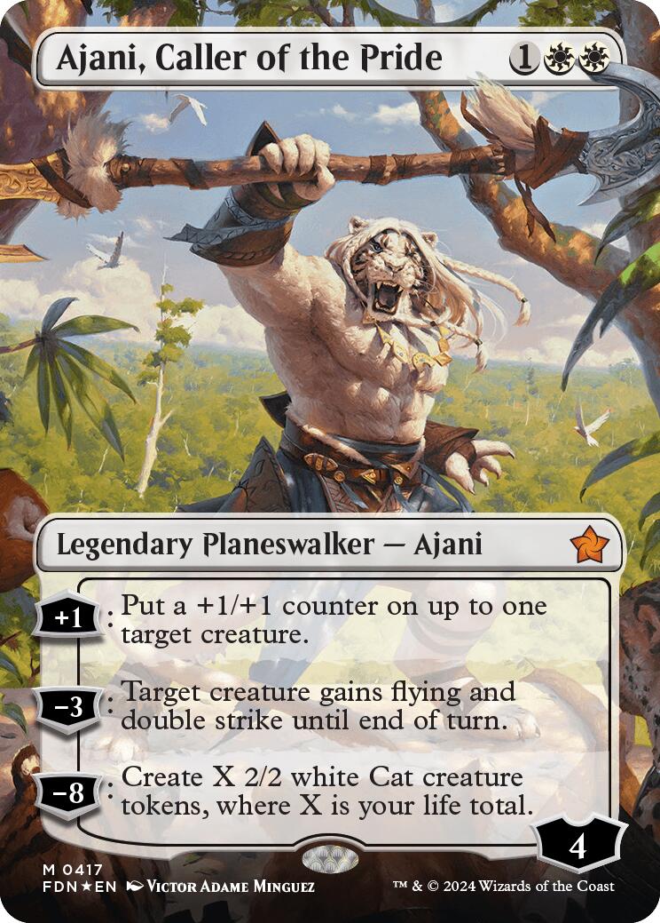 Ajani, Caller of the Pride (Borderless) (Mana Foil) [Foundations] | Nerdhalla Games