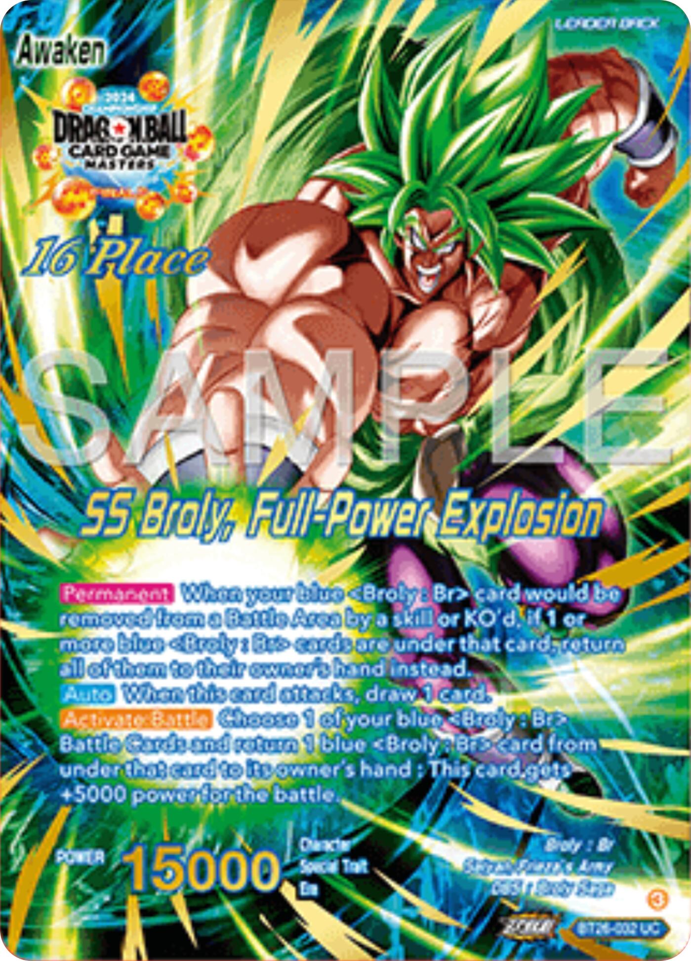 Broly // SS Broly, Full-Power Explosion (Top 16) (BT26-032) [Ultimate Advent Prerelease Promos] | Nerdhalla Games