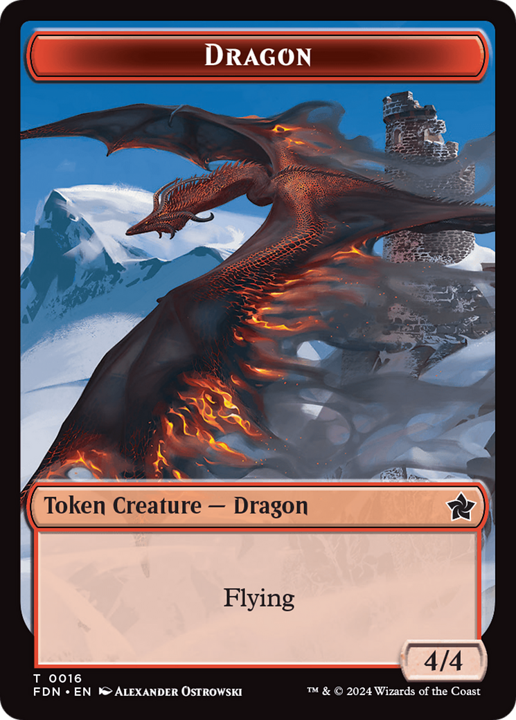 Dragon (0016) // Dragon (0017) Doubled-Sided Token [Foundations Tokens] | Nerdhalla Games