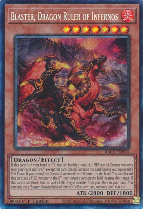 Blaster, Dragon Ruler of Infernos (CR) [RA03-EN010] Prismatic Collector's Rare | Nerdhalla Games