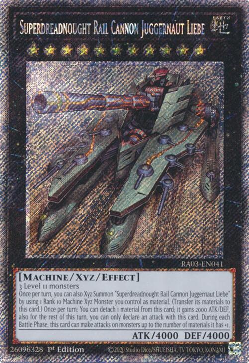 Superdreadnought Rail Cannon Juggernaut Liebe (Platinum Secret Rare) [RA03-EN041] Platinum Secret Rare | Nerdhalla Games