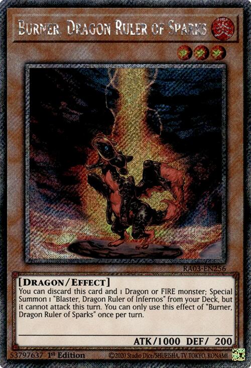 Burner, Dragon Ruler of Sparks (Platinum Secret Rare) [RA03-EN256] Platinum Secret Rare | Nerdhalla Games