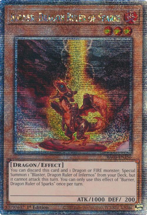 Burner, Dragon Ruler of Sparks (Quarter Century Secret Rare) [RA03-EN256] Quarter Century Secret Rare | Nerdhalla Games