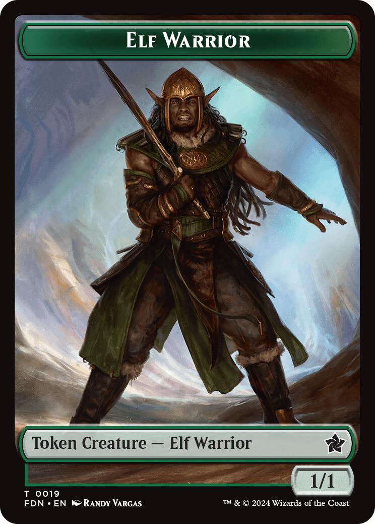 Elf Warrior // Raccoon Doubled-Sided Token [Foundations Tokens] | Nerdhalla Games