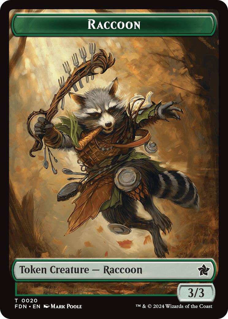 Elf Warrior // Raccoon Doubled-Sided Token [Foundations Tokens] | Nerdhalla Games