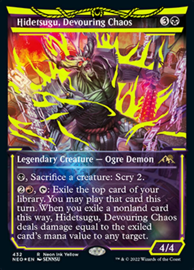 Hidetsugu, Devouring Chaos (Neon Ink Yellow) [Kamigawa: Neon Dynasty] | Nerdhalla Games