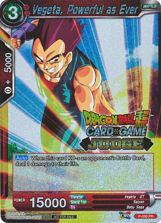 Vegeta, Powerful as Ever (P-030) [Judge Promotion Cards] | Nerdhalla Games