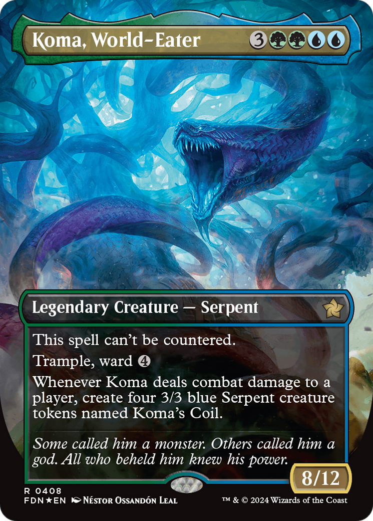 Koma, World-Eater (Borderless) (Mana Foil) [Foundations] | Nerdhalla Games