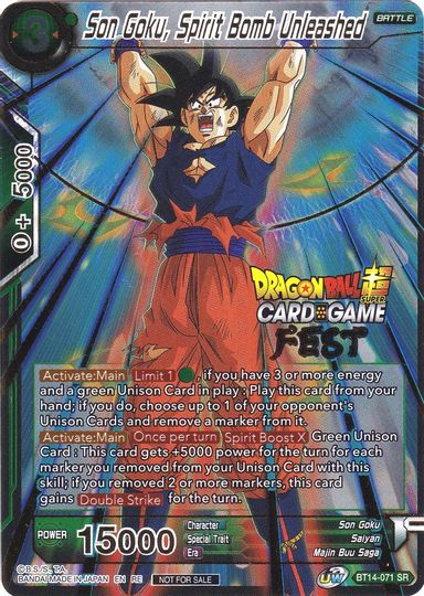 Son Goku, Spirit Bomb Unleashed (Card Game Fest 2022) (BT14-071) [Tournament Promotion Cards] | Nerdhalla Games