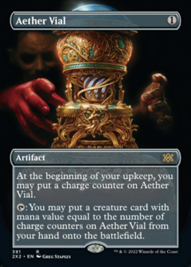 Aether Vial (Borderless Alternate Art) [Double Masters 2022] | Nerdhalla Games