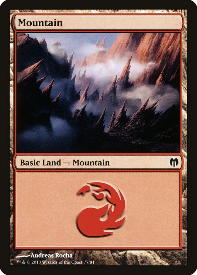 Mountain (77) [Duel Decks: Heroes vs. Monsters] | Nerdhalla Games