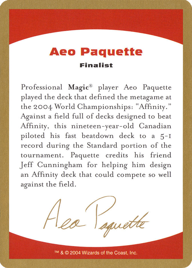 Aeo Paquette Bio [World Championship Decks 2004] | Nerdhalla Games