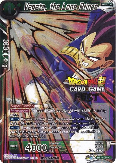 Vegeta, the Lone Prince (Card Game Fest 2022) (BT10-068) [Tournament Promotion Cards] | Nerdhalla Games