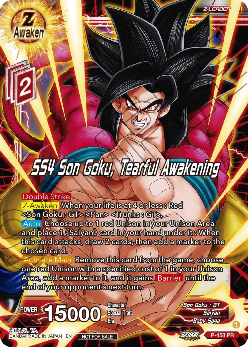 SS4 Son Goku, Tearful Awakening (Z03 Dash Pack) (P-458) [Promotion Cards] | Nerdhalla Games