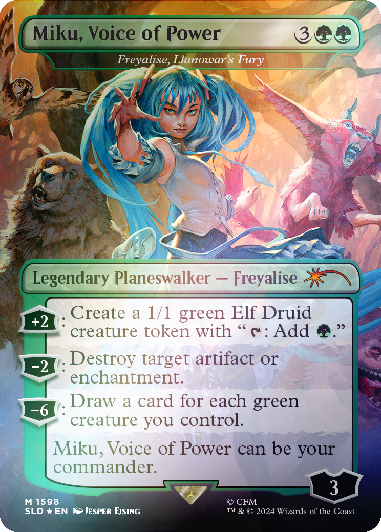 Miku, Voice of Power - Freyalise, Llanowar's Fury (Rainbow Foil) [Secret Lair Drop Series] | Nerdhalla Games