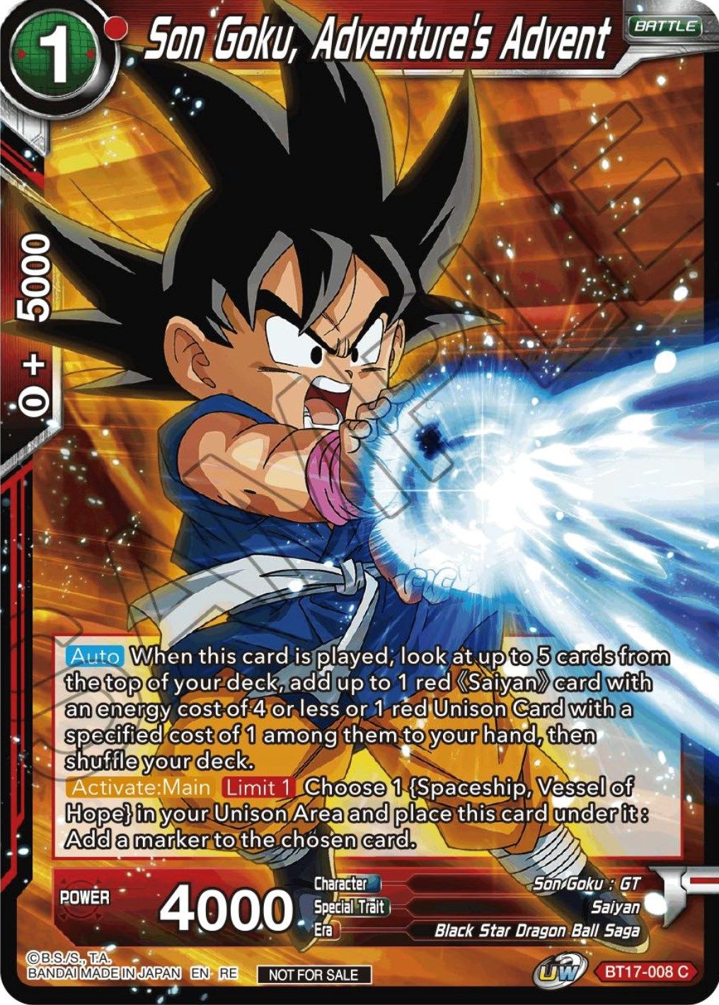 Son Goku, Adventure's Advent (Championship Selection Pack 2023 Vol.1) (BT17-008) [Tournament Promotion Cards] | Nerdhalla Games