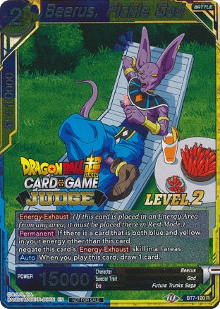 Beerus, Fickle God (Level 2) (BT7-120) [Judge Promotion Cards] | Nerdhalla Games