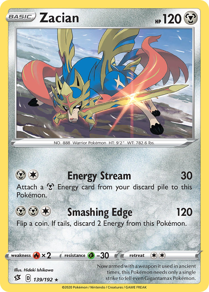 Zacian (139/192) (Cracked Ice Holo) (Theme Deck Exclusives) [Sword & Shield: Rebel Clash] | Nerdhalla Games