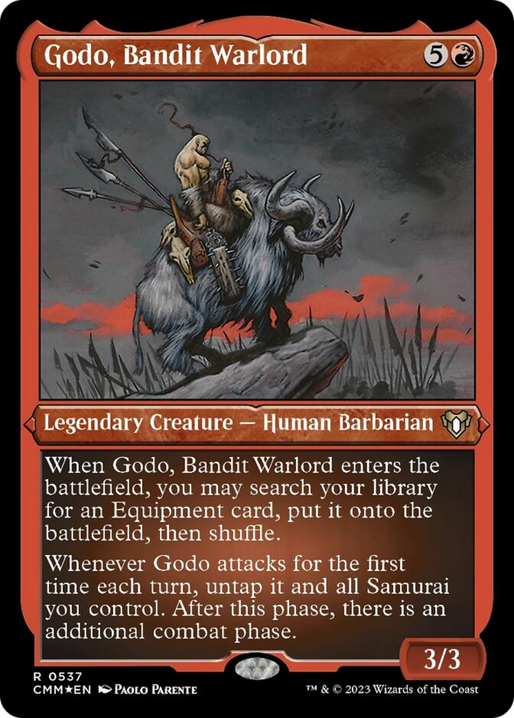 Godo, Bandit Warlord (Foil Etched) [Commander Masters] | Nerdhalla Games