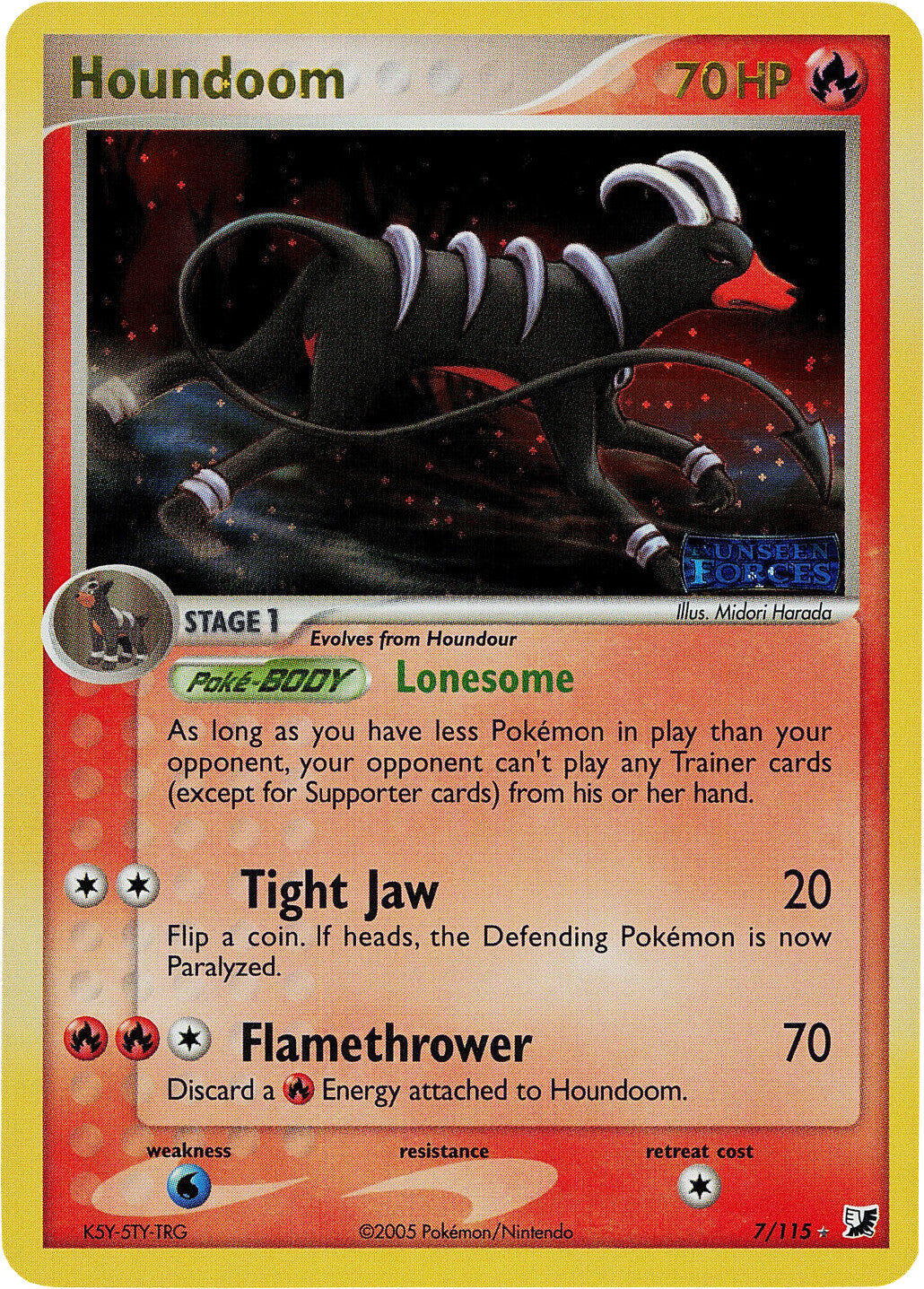 Houndoom (7/115) (Stamped) [EX: Unseen Forces] | Nerdhalla Games