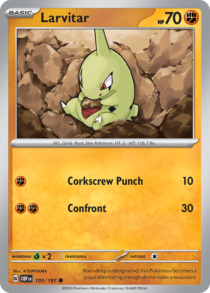 Larvitar (105/197) [Scarlet & Violet: Obsidian Flames] | Nerdhalla Games