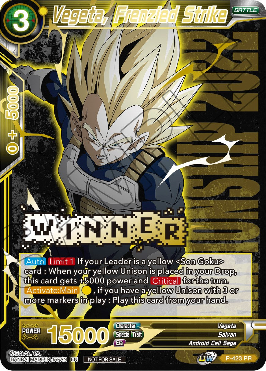 Vegeta, Frenzied Strike (Championship Pack 2022 Vol.2) (Winner Gold Stamped) (P-423) [Promotion Cards] | Nerdhalla Games