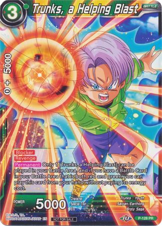 Trunks, a Helping Blast (Shop Tournament: Assault of Saiyans) (P-128) [Promotion Cards] | Nerdhalla Games