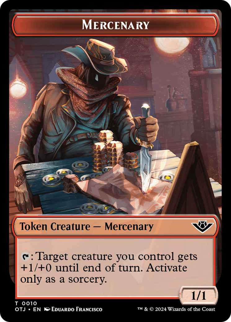 Mercenary // Golem Double-Sided Token [Outlaws of Thunder Junction Tokens] | Nerdhalla Games