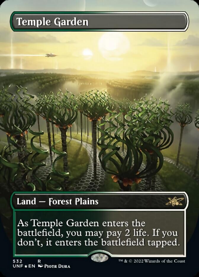 Temple Garden (Borderless) (Galaxy Foil) [Unfinity] | Nerdhalla Games