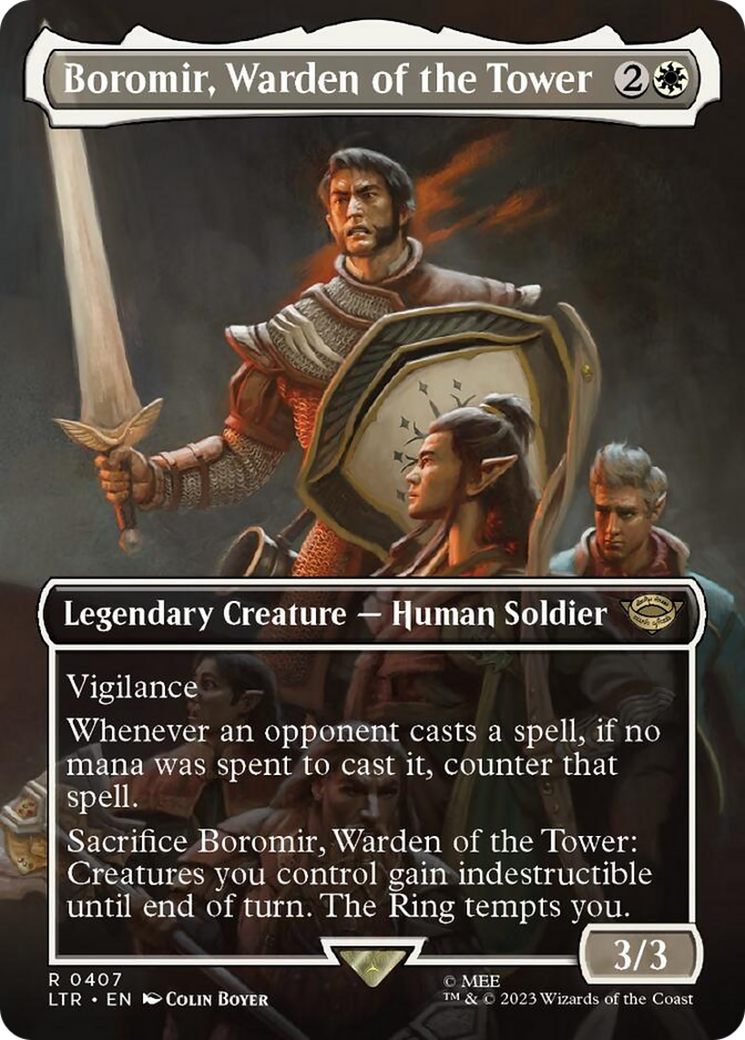 Boromir, Warden of the Tower (Borderless Alternate Art) [The Lord of the Rings: Tales of Middle-Earth] | Nerdhalla Games