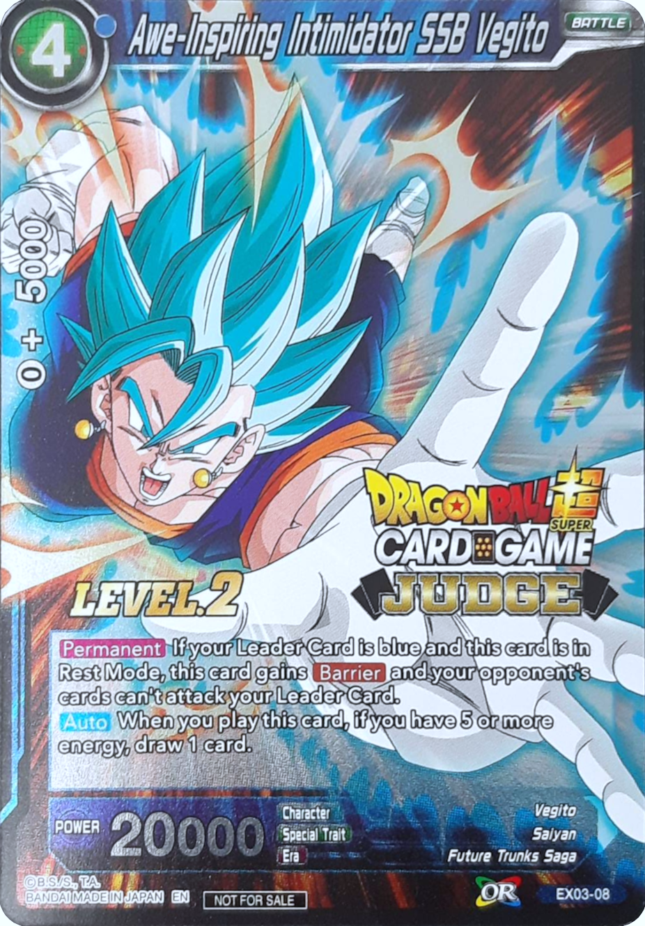 Awe-Inspiring Intimidator SSB Vegito (Level 2) (EX03-08) [Judge Promotion Cards] | Nerdhalla Games