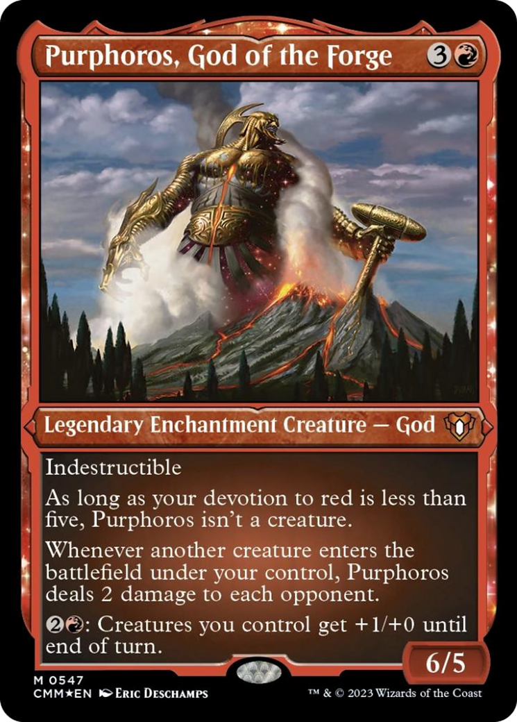 Purphoros, God of the Forge (Foil Etched) [Commander Masters] | Nerdhalla Games