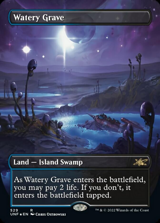 Watery Grave (Borderless) (Galaxy Foil) [Unfinity] | Nerdhalla Games