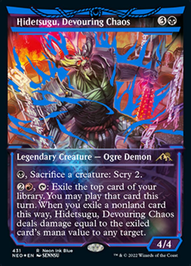 Hidetsugu, Devouring Chaos (Neon Ink Blue) [Kamigawa: Neon Dynasty] | Nerdhalla Games