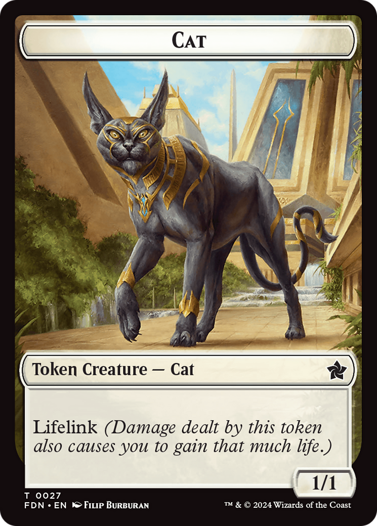 Cat (0027) // Phyrexian Goblin Double-Sided Token [Foundations Tokens] | Nerdhalla Games