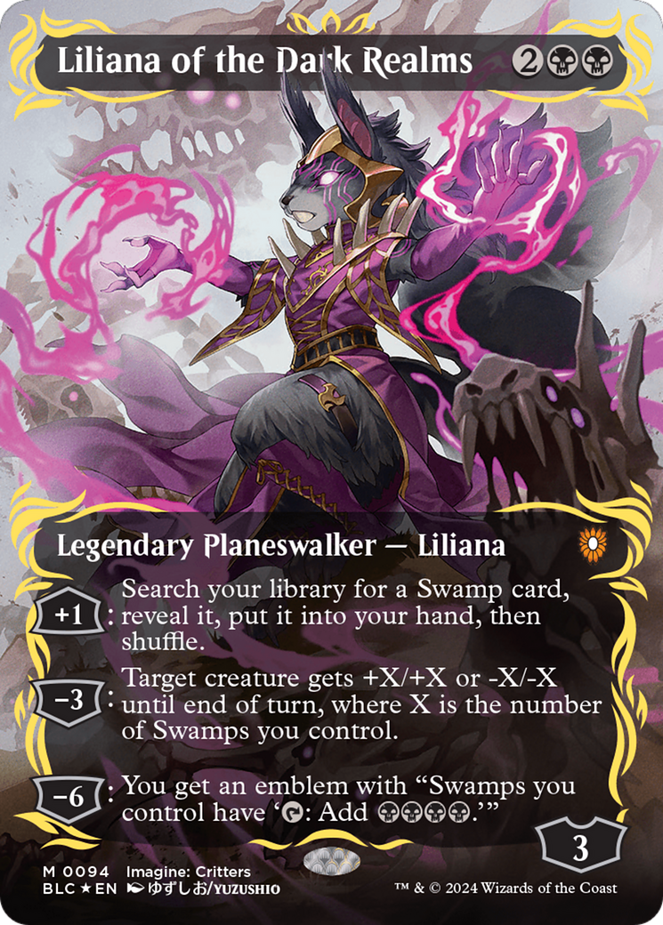 Liliana of the Dark Realms (Borderless) (Raised Foil) [Bloomburrow Commander] | Nerdhalla Games