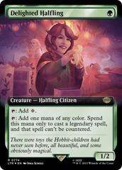 Delighted Halfling (Extended Art) (Surge Foil) [The Lord of the Rings: Tales of Middle-Earth] | Nerdhalla Games