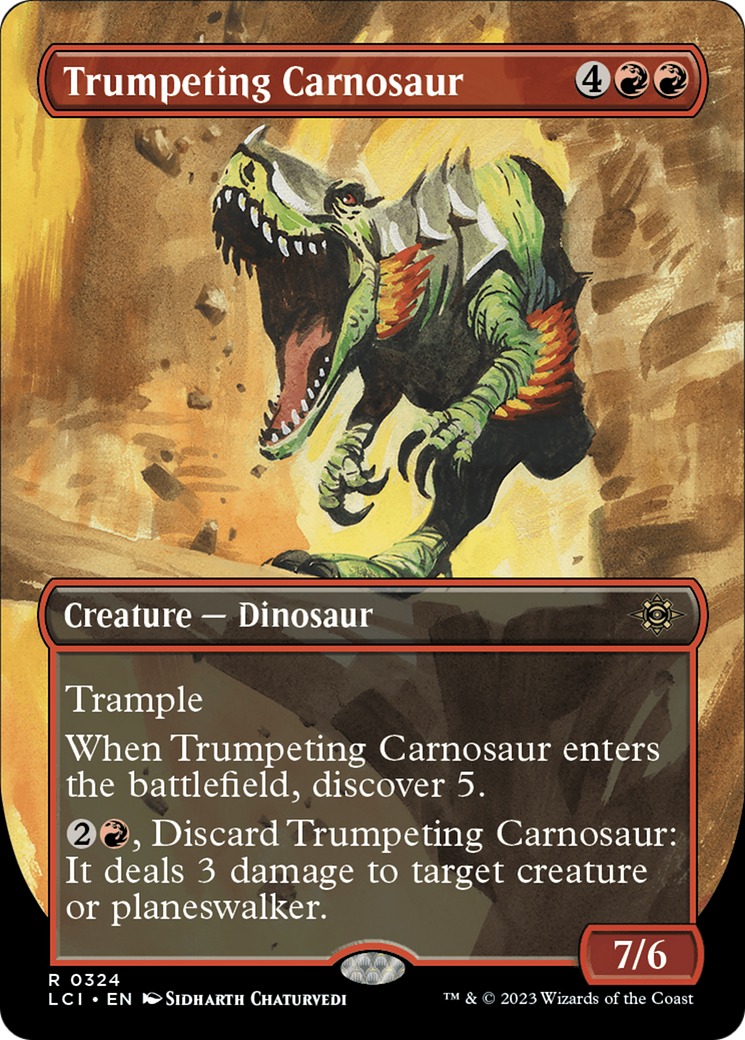 Trumpeting Carnosaur (Borderless) [The Lost Caverns of Ixalan] | Nerdhalla Games