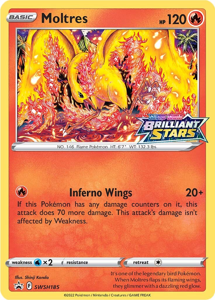 Moltres (SWSH185) (Prerelease Promo) [Sword & Shield: Black Star Promos] | Nerdhalla Games