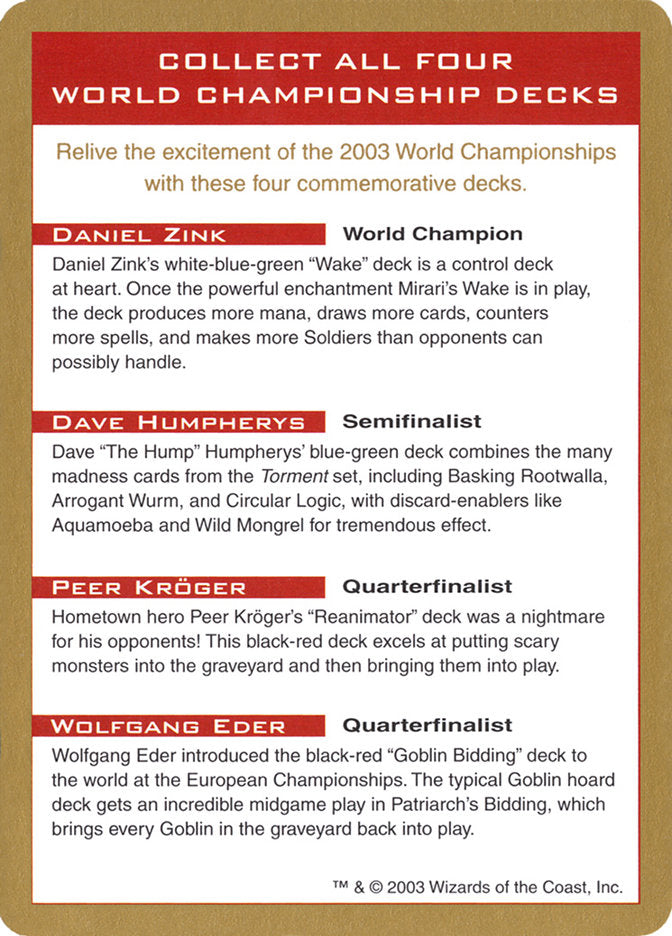 2003 World Championships Ad [World Championship Decks 2003] | Nerdhalla Games