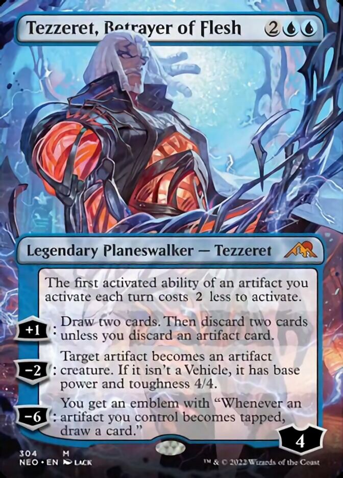 Tezzeret, Betrayer of Flesh (Borderless) [Kamigawa: Neon Dynasty] | Nerdhalla Games