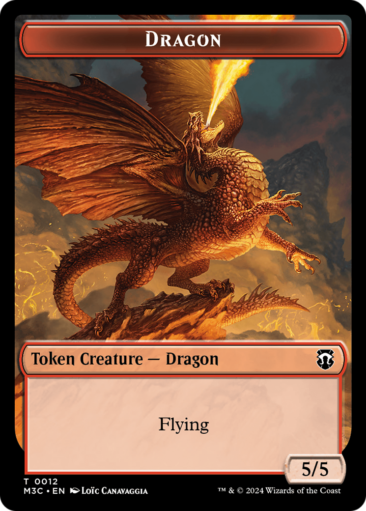 Dragon (Ripple Foil) // Treasure Double-Sided Token [Modern Horizons 3 Commander Tokens] | Nerdhalla Games