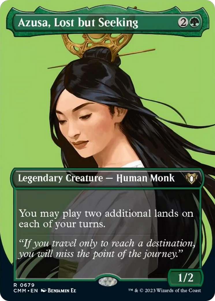 Azusa, Lost but Seeking (Borderless Profile) [Commander Masters] | Nerdhalla Games