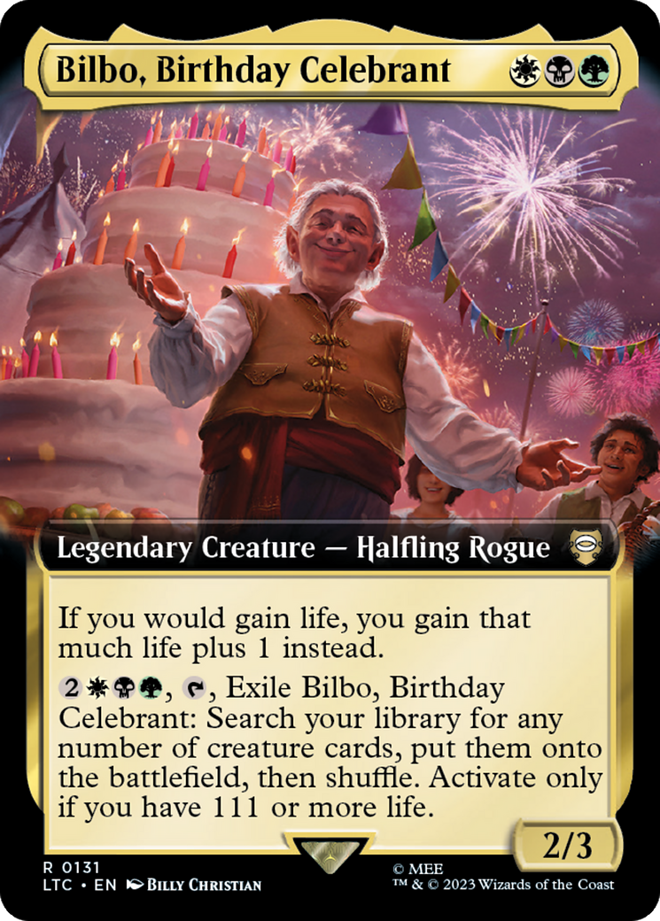 Bilbo, Birthday Celebrant (Extended Art) [The Lord of the Rings: Tales of Middle-Earth Commander] | Nerdhalla Games