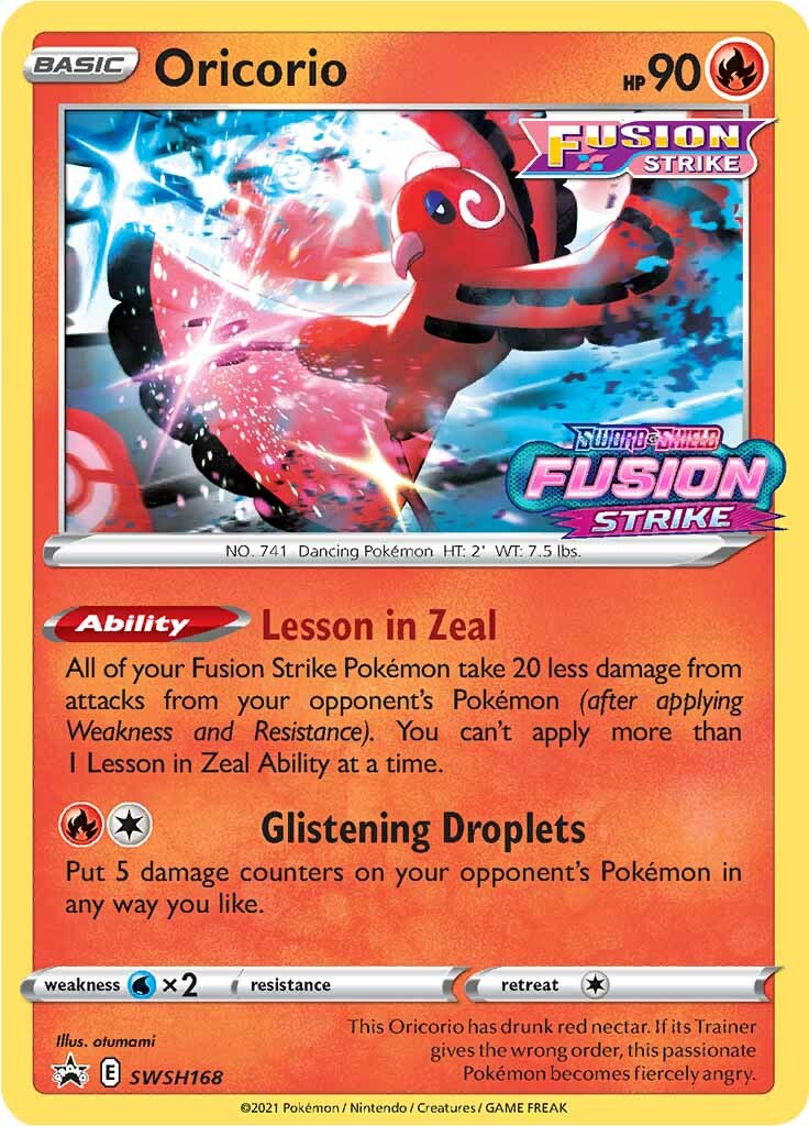 Oricorio (SWSH168) (Prerelease Promo) [Sword & Shield: Black Star Promos] | Nerdhalla Games