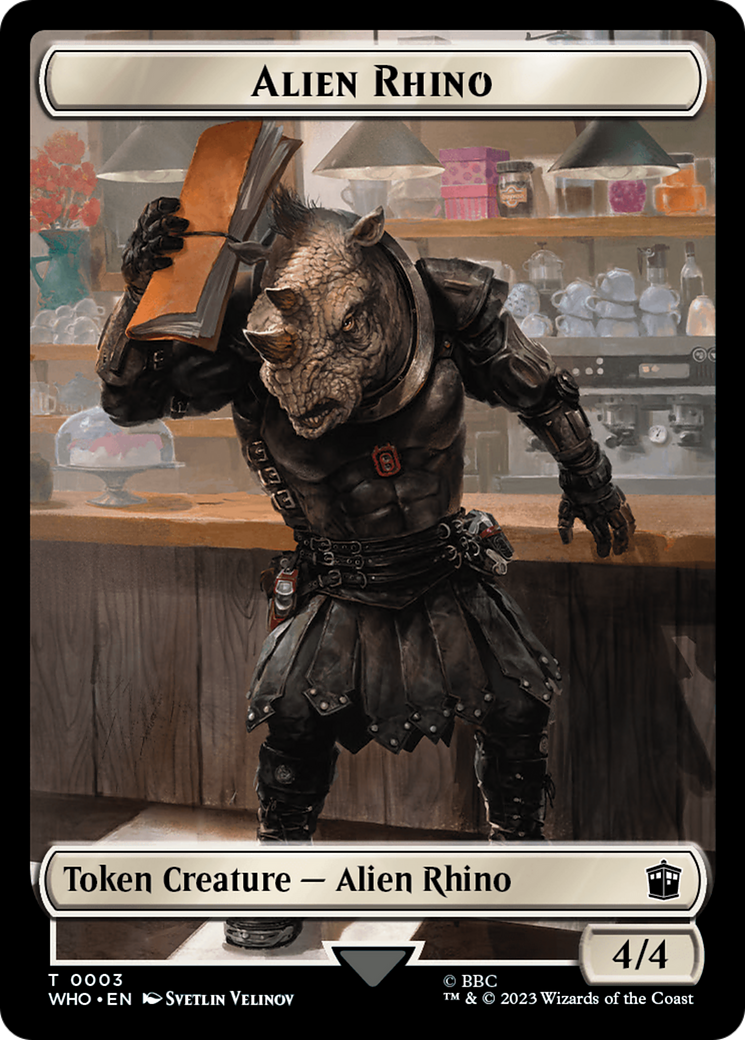 Alien Rhino // Alien Salamander Double-Sided Token (Surge Foil) [Doctor Who Tokens] | Nerdhalla Games