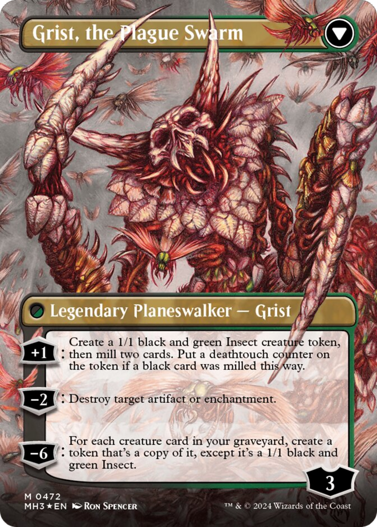 Grist, Voracious Larva // Grist, the Plague Swarm (Borderless) (Textured Foil) [Modern Horizons 3] | Nerdhalla Games