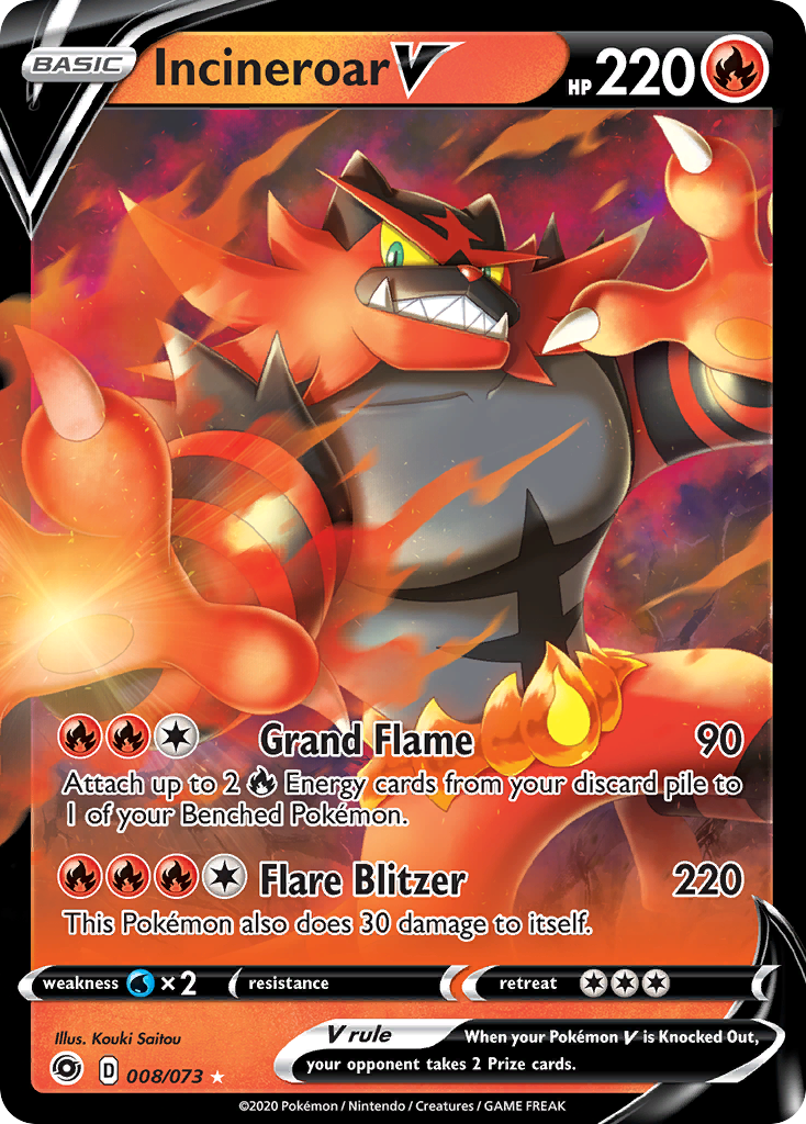 Incineroar V (008/073) [Sword & Shield: Champion's Path] | Nerdhalla Games