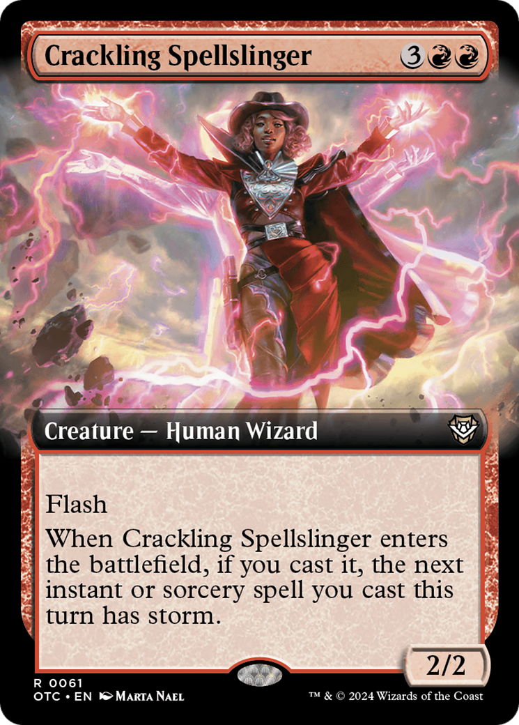 Crackling Spellslinger (Extended Art) [Outlaws of Thunder Junction Commander] | Nerdhalla Games